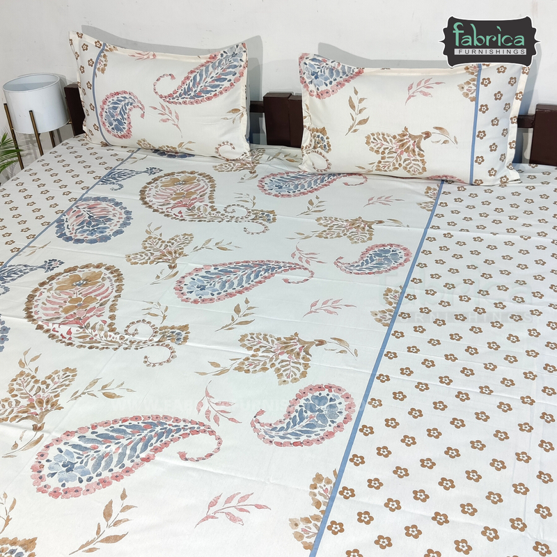 Fabby Decor Designer Print Cotton Double Bed Super King Size Bed Sheets