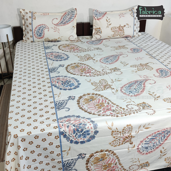 Fabby Decor Designer Print Cotton Double Bed Super King Size Bed Sheets