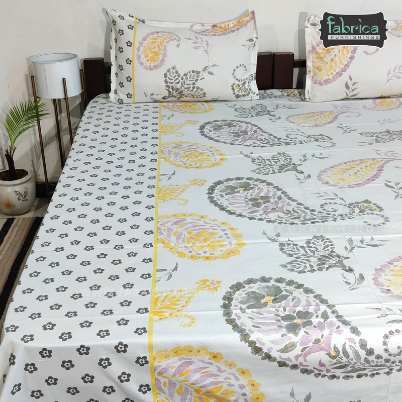 Fabby Decor Designer Print Cotton Double Bed Super King Size Bed Sheets