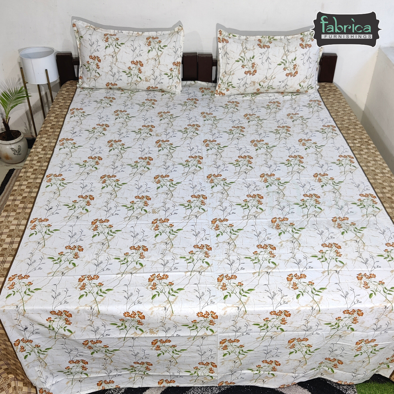 Fabby Decor Designer Print Cotton Double Bed Super King Size Bed Sheets