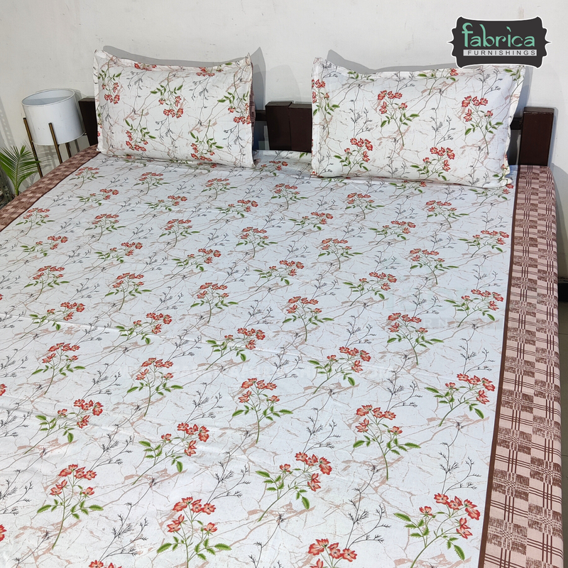 Fabby Decor Designer Print Cotton Double Bed Super King Size Bed Sheets