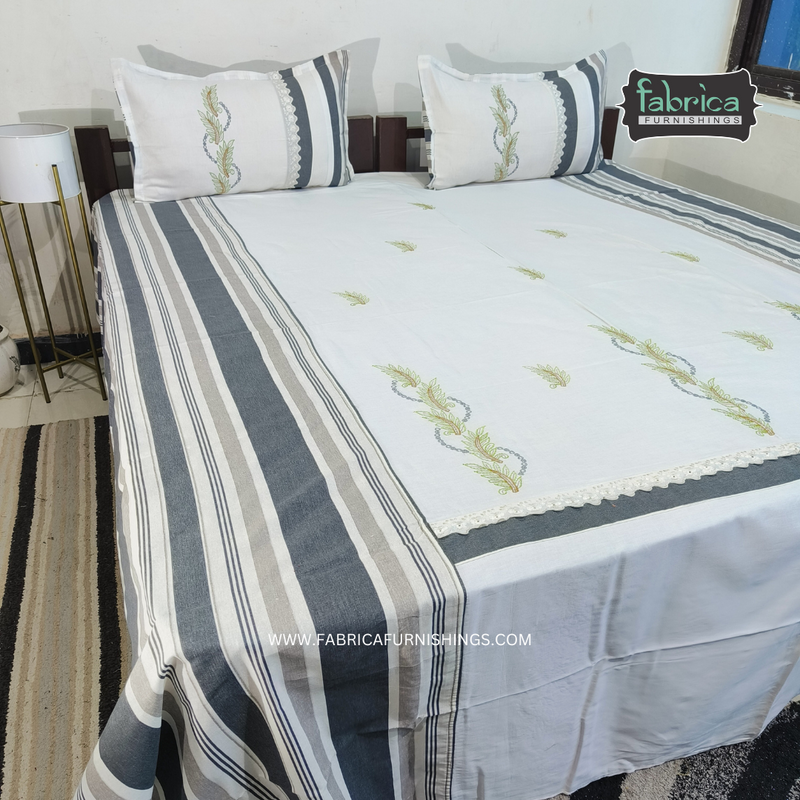 Fabby Decor Classic Embroider Cotton Designer Double Bed King Size Bed Sheets