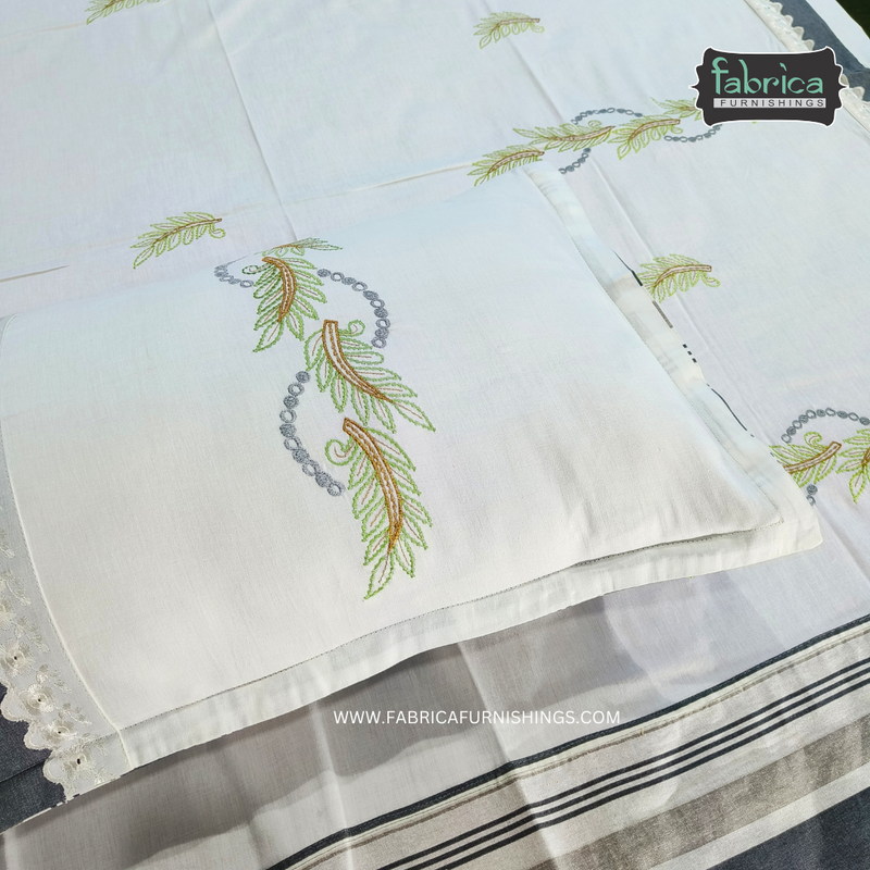 Fabby Decor Classic Embroider Cotton Designer Double Bed King Size Bed Sheets