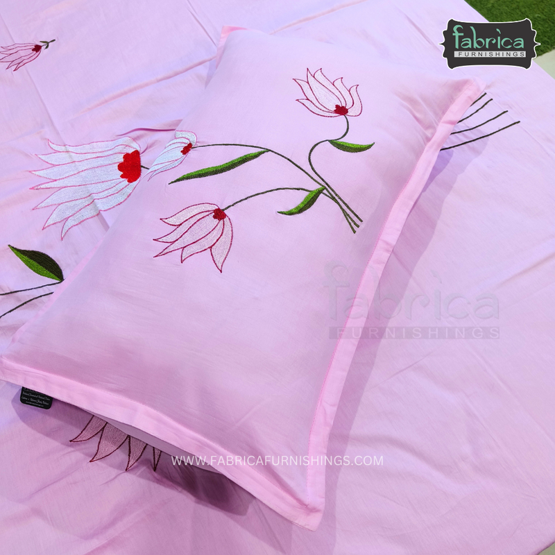 Fabby Decor Designer Embroidered king Size Bed Sheets