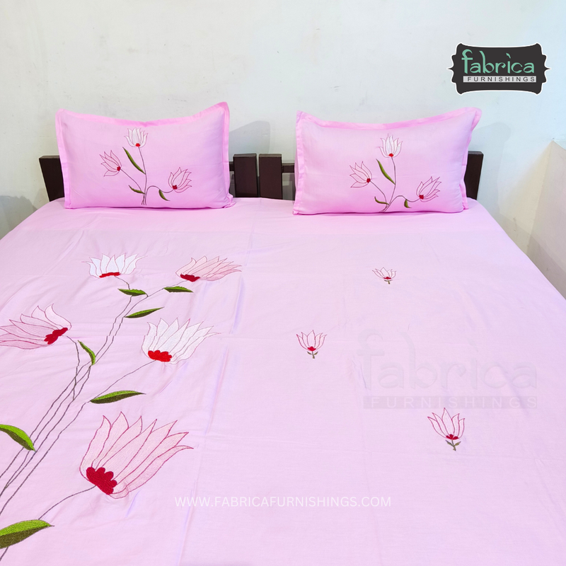 Fabby Decor Designer Embroidered king Size Bed Sheets