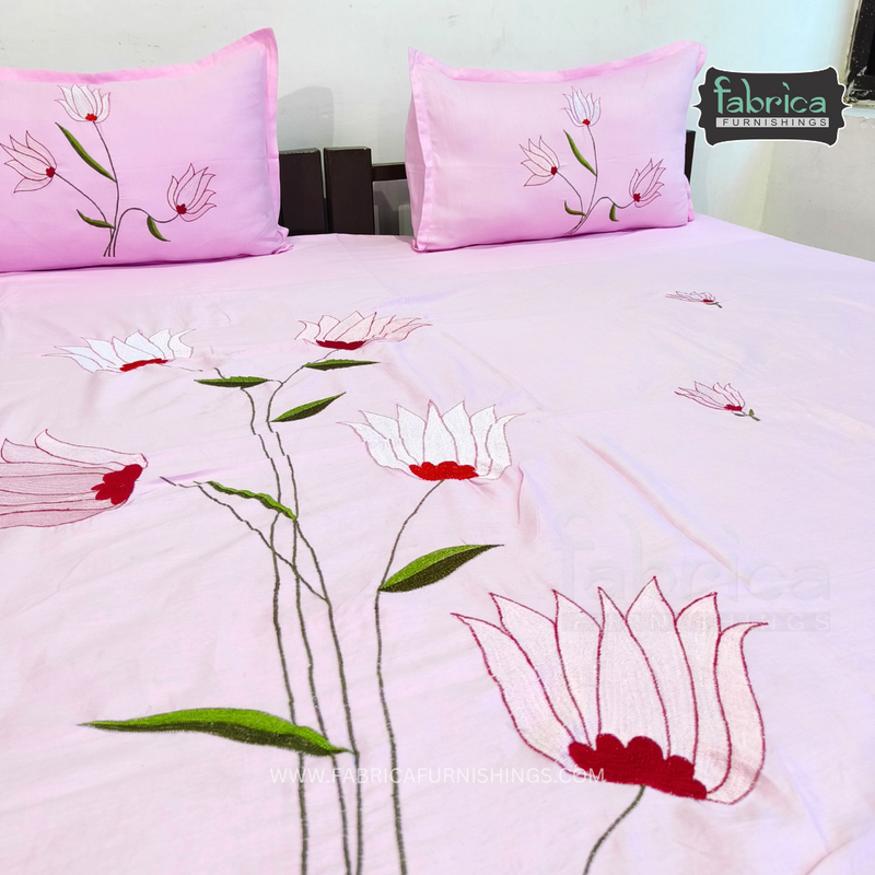 Fabby Decor Designer Embroidered king Size Bed Sheets