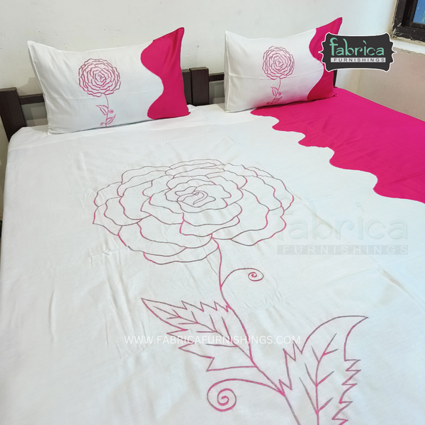 Fabby Decor Designer Embroidered king Size Bed Sheets