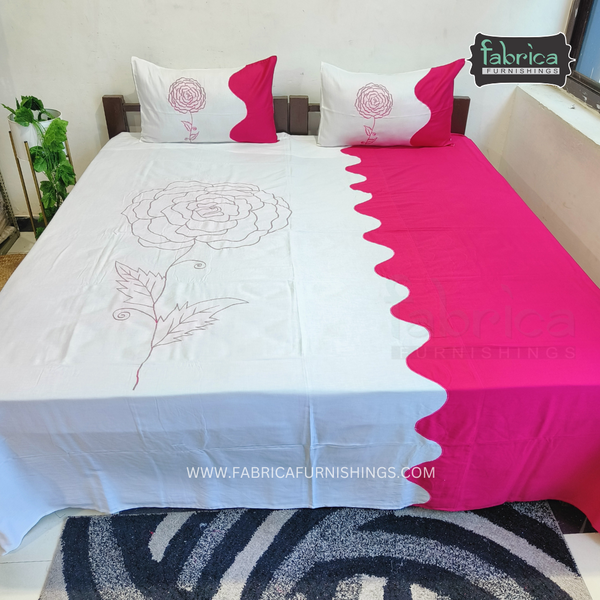 Fabby Decor Designer Embroidered king Size Bed Sheets