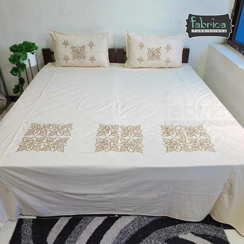 Fabby Cotton Embroider Double Bed King size Bedsheet