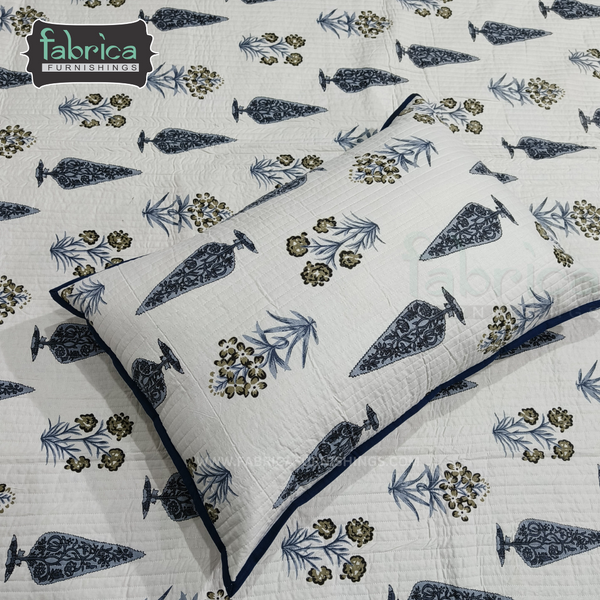 Fabby Decor Designer Handblock Quilted Cotton Bedcover.