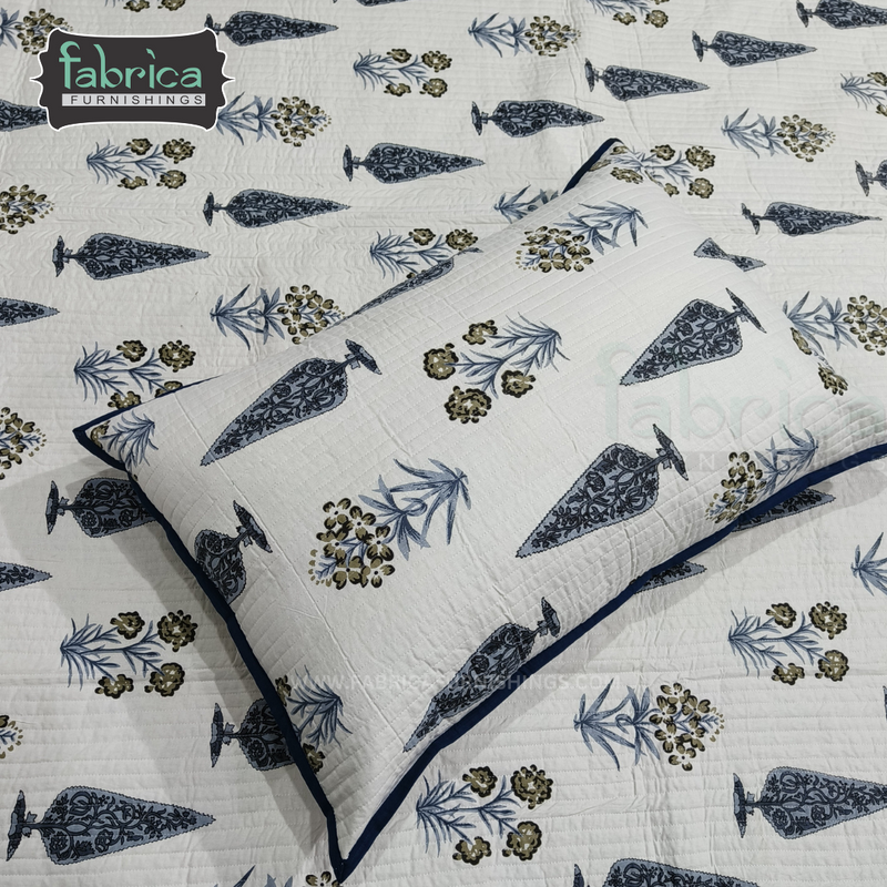 Fabby Decor Designer Handblock Quilted Cotton Bedcover.