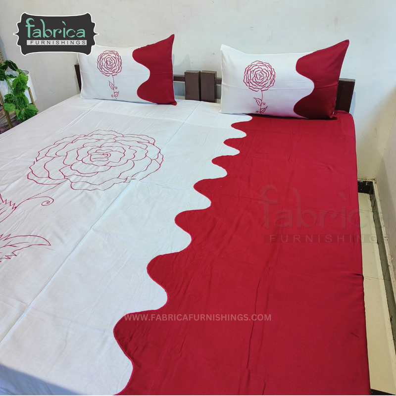 Fabby Decor Designer Embroidered king Size Bed Sheets