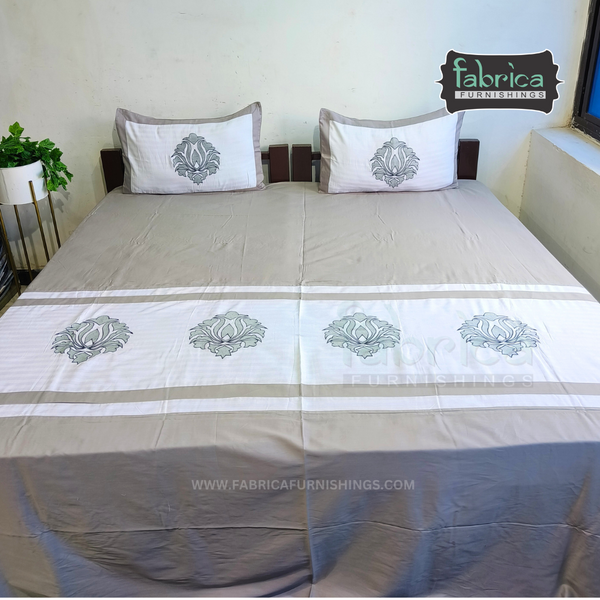 Fabby Decor Cotton Designer Embroidery kingsize Bedsheets
