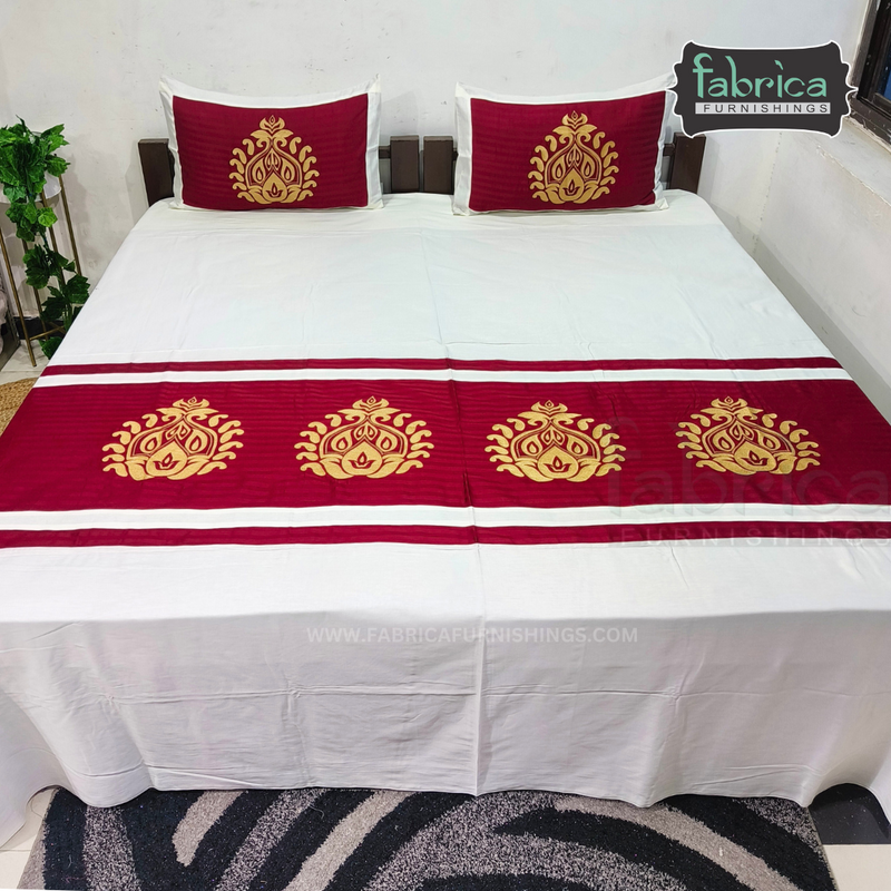 Fabby Decor Cotton Designer Embroidery kingsize Bedsheets