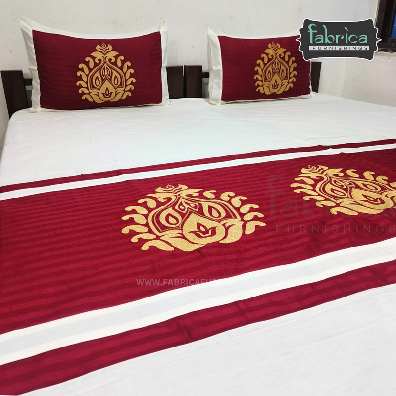 Fabby Decor Cotton Designer Embroidery kingsize Bedsheets