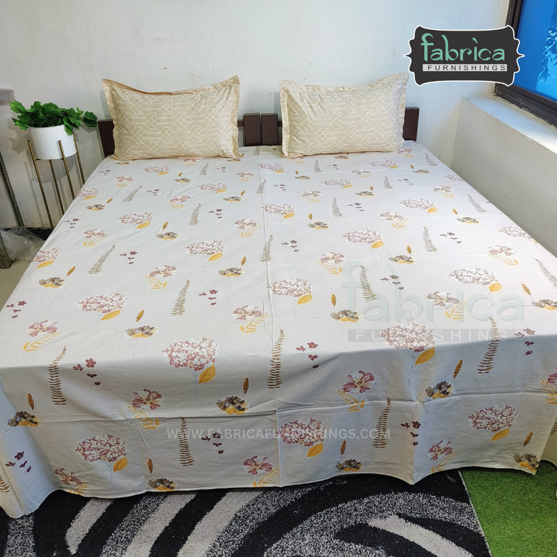 Fabby Decor Designer Kingsize Printed Pure Cotton Bedsheet