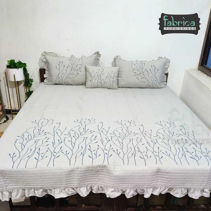 Dreamy Quilted Embroidered King Size Bedcover Set