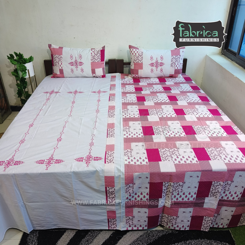 Fabby Royal Designer Cotton Embroider Double Bed king Size Bed Sheets