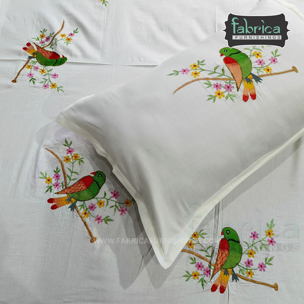 Fabby Decor Designer Embroidered king Size Bed Sheets