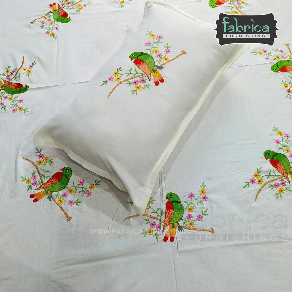 Fabby Decor Designer Embroidered king Size Bed Sheets