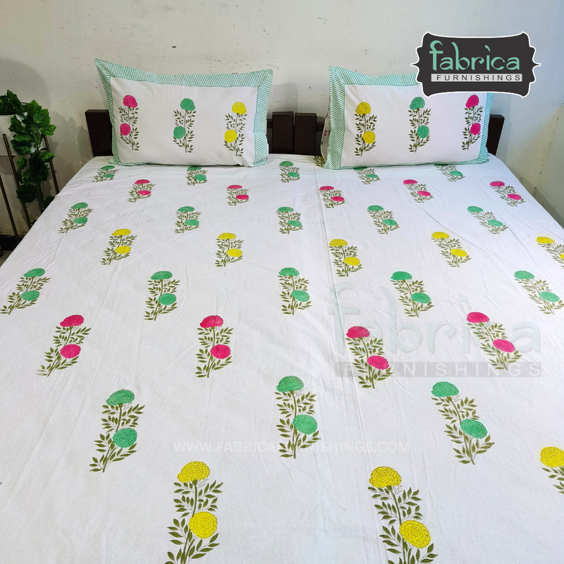 Fab Nazakhat Pure Cotton Handblock Super Kingsize Bedsheet