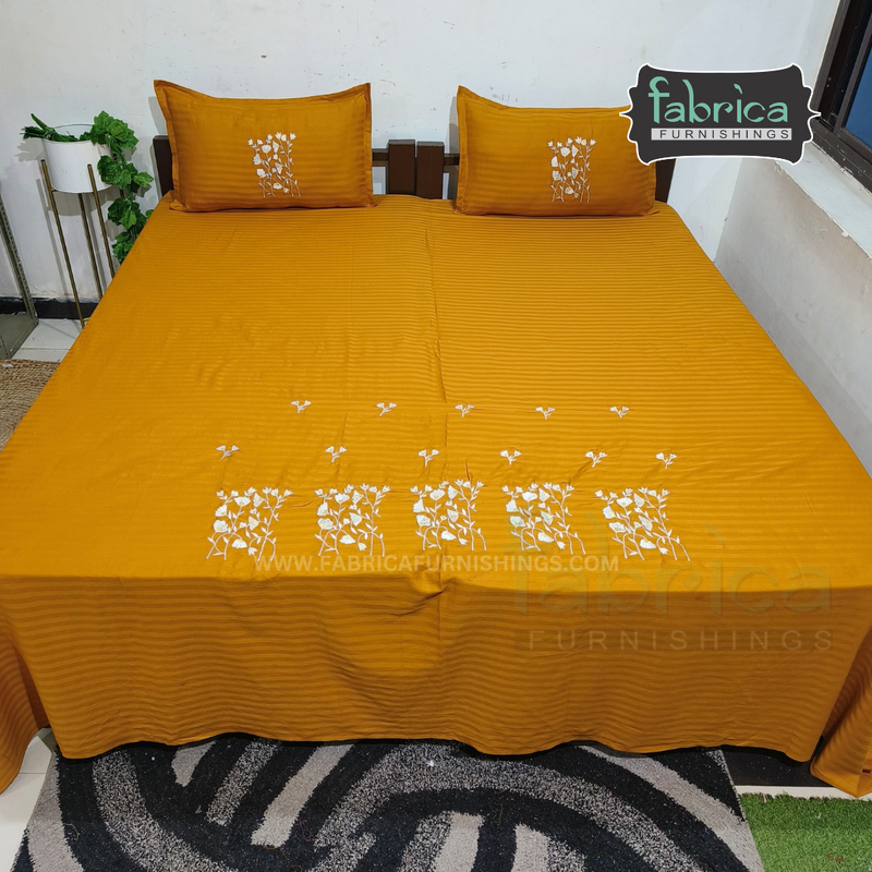 Fabby Home Designer Embroidered  King size Double Bedsheet