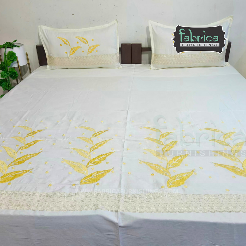 Fabby Royal Designer Embroider Double Bed King Size Bed Sheets
