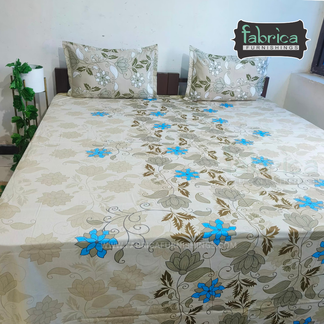 Fabby Decor Designer Print Cotton King Size Bed Sheets