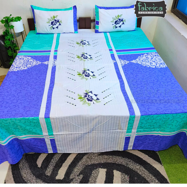 Fabby Decor Designer Embroidered king Size Bed Sheets