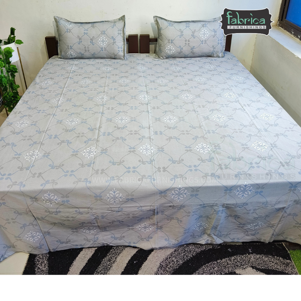 Fabby Decor Designer Super Kingsize Printed Pure Cotton Bedsheet (300TC)