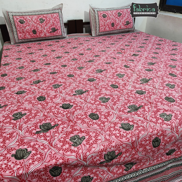 Fabby Decor Designer Print Cotton King Size Bed Sheets