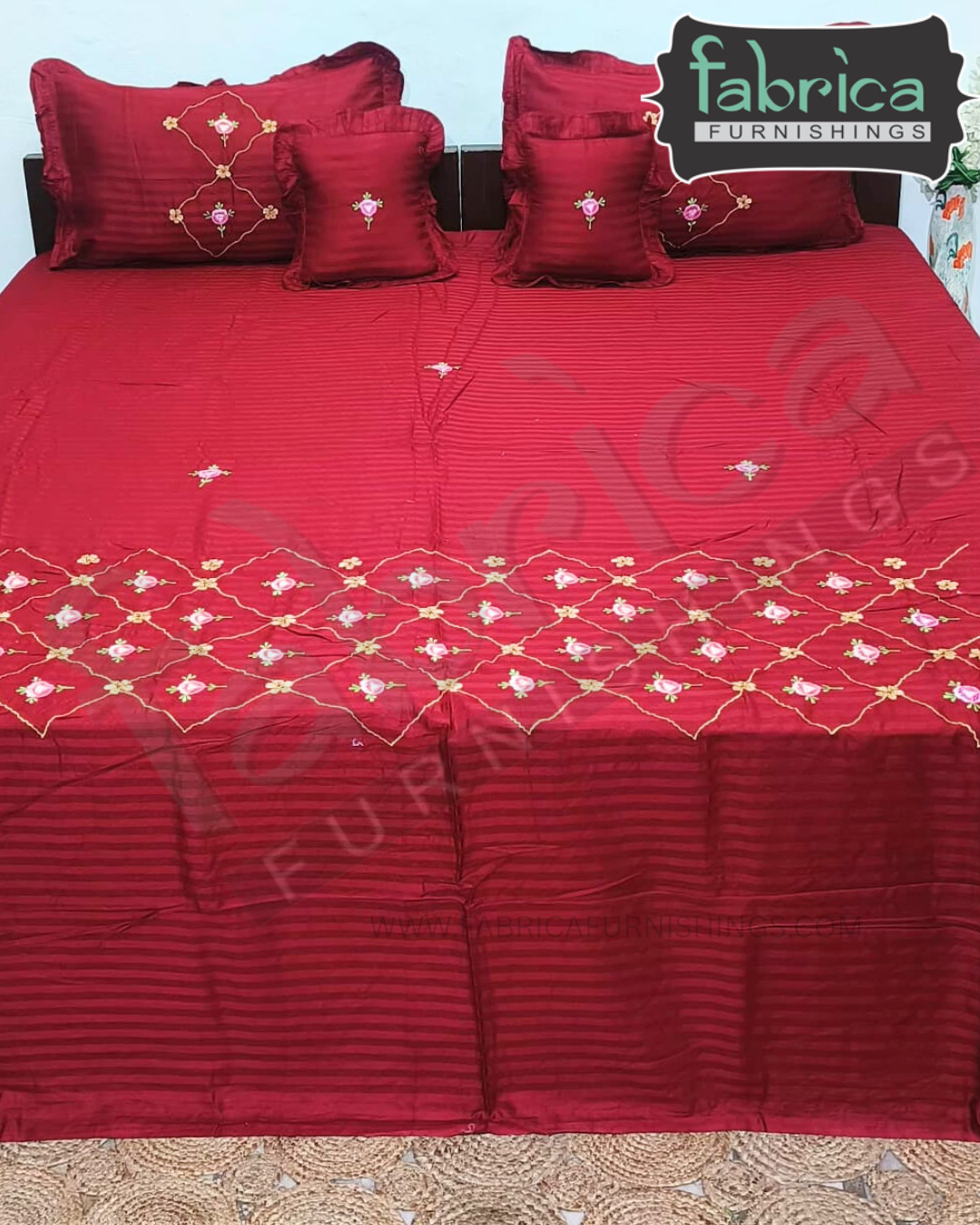 Dreamy Decor Pure Cotton King Size Embroidered Bedsheet