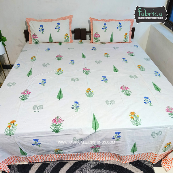 Fab Nazakhat Pure Cotton Handblock Super Kingsize Bedsheet