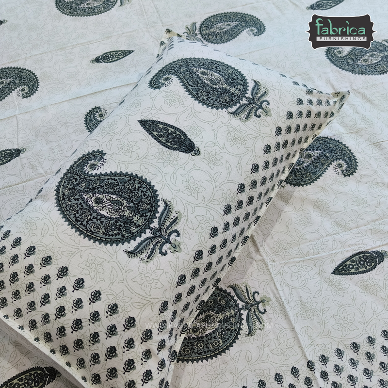 Decor Designer Handblock Print Cotton Double Bed Queen Size Bed Sheets (93*108 Inch)
