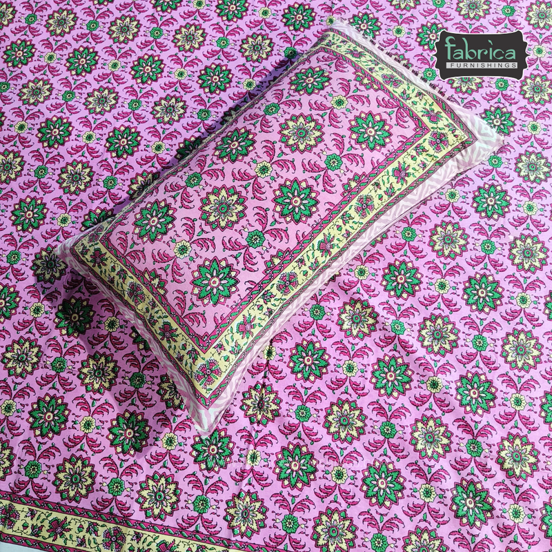 Decor Designer Print Cotton Double Bed Queen Size Bed Sheets (93*108 Inch)