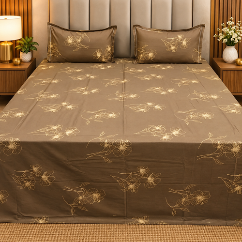 Abstract Dark Base Printed Premium Pure Cotton King Size Bedsheet