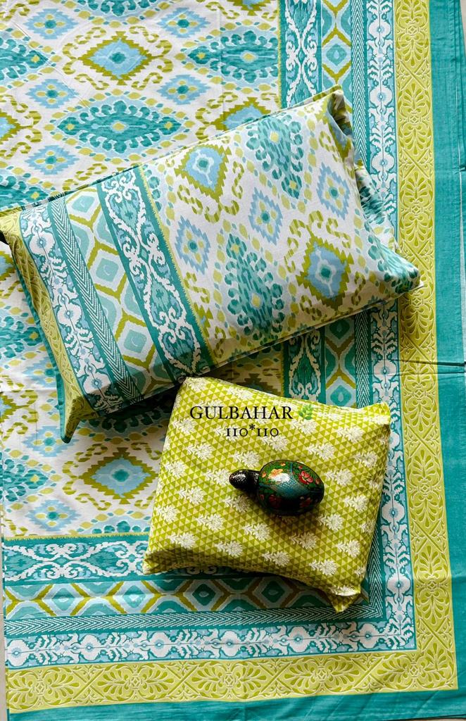 Sitara Hand block Printed Premium Pure Cotton King size Bed Sheets