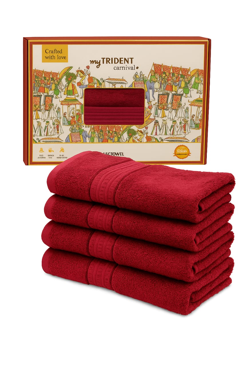 Trident 4 Pcs Pure Cotton Luxurious Towel Set