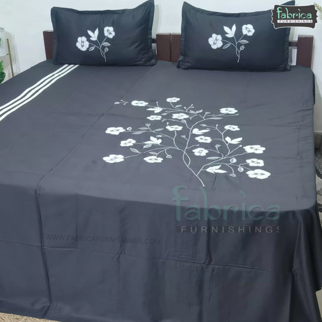 Fabby Royal Designer Embroidered king Size Bed Sheets