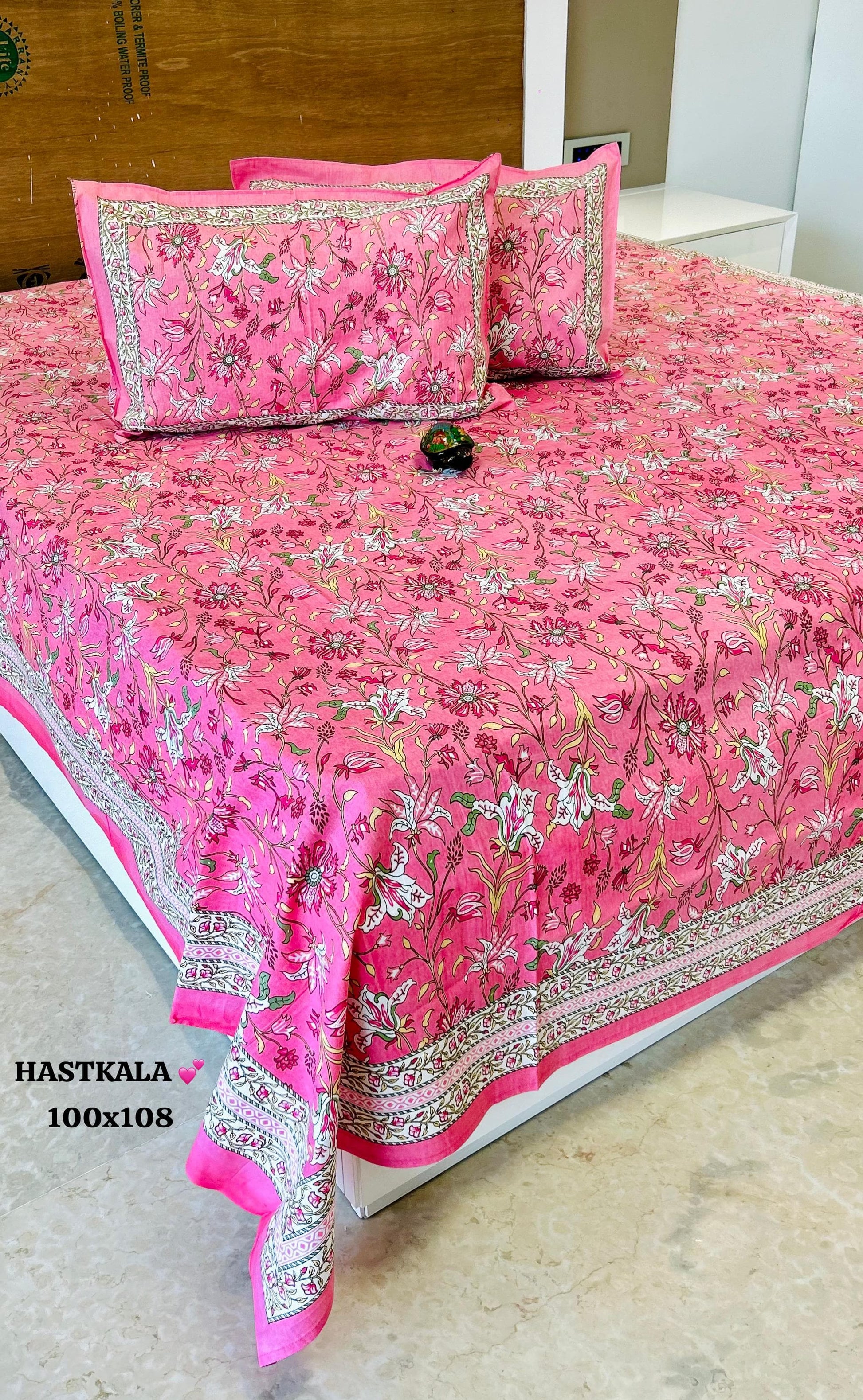 Hastkala Printed  Premium Pure Cotton King size Bed Sheets