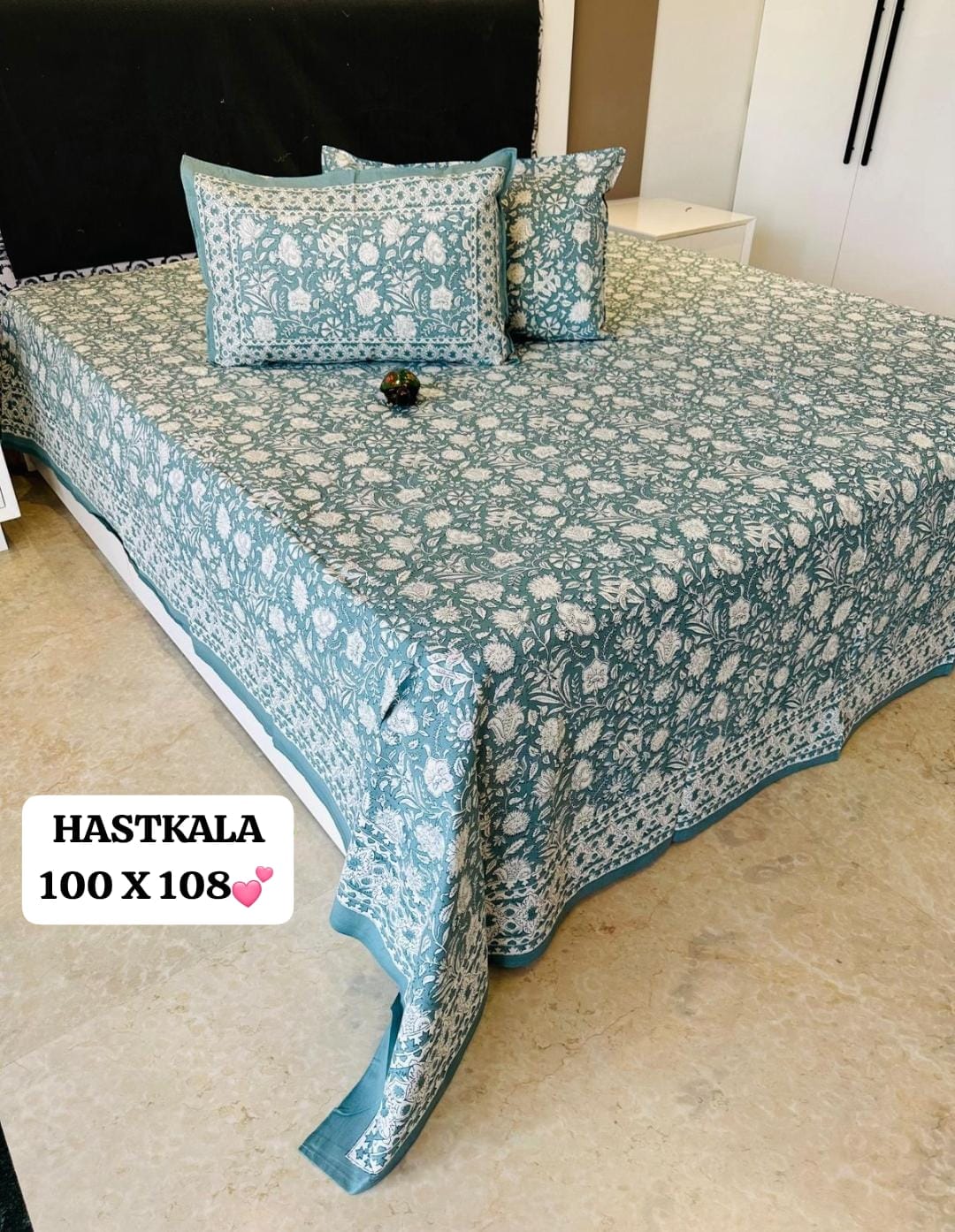 Hastkala Printed  Premium Pure Cotton King size Bed Sheets