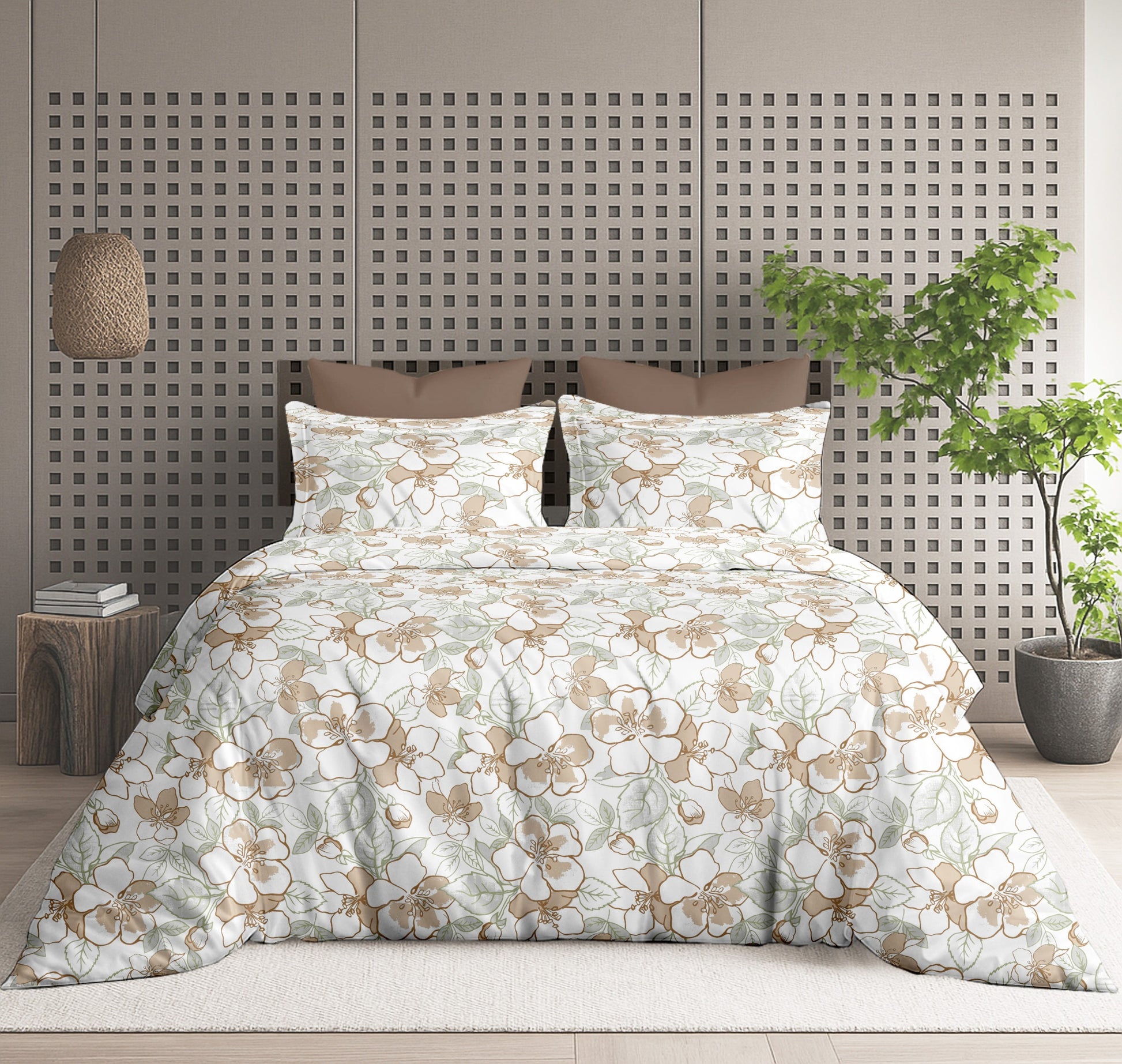 Floral Bliss King Size Pure Cotton Printed Bedsheet Set
