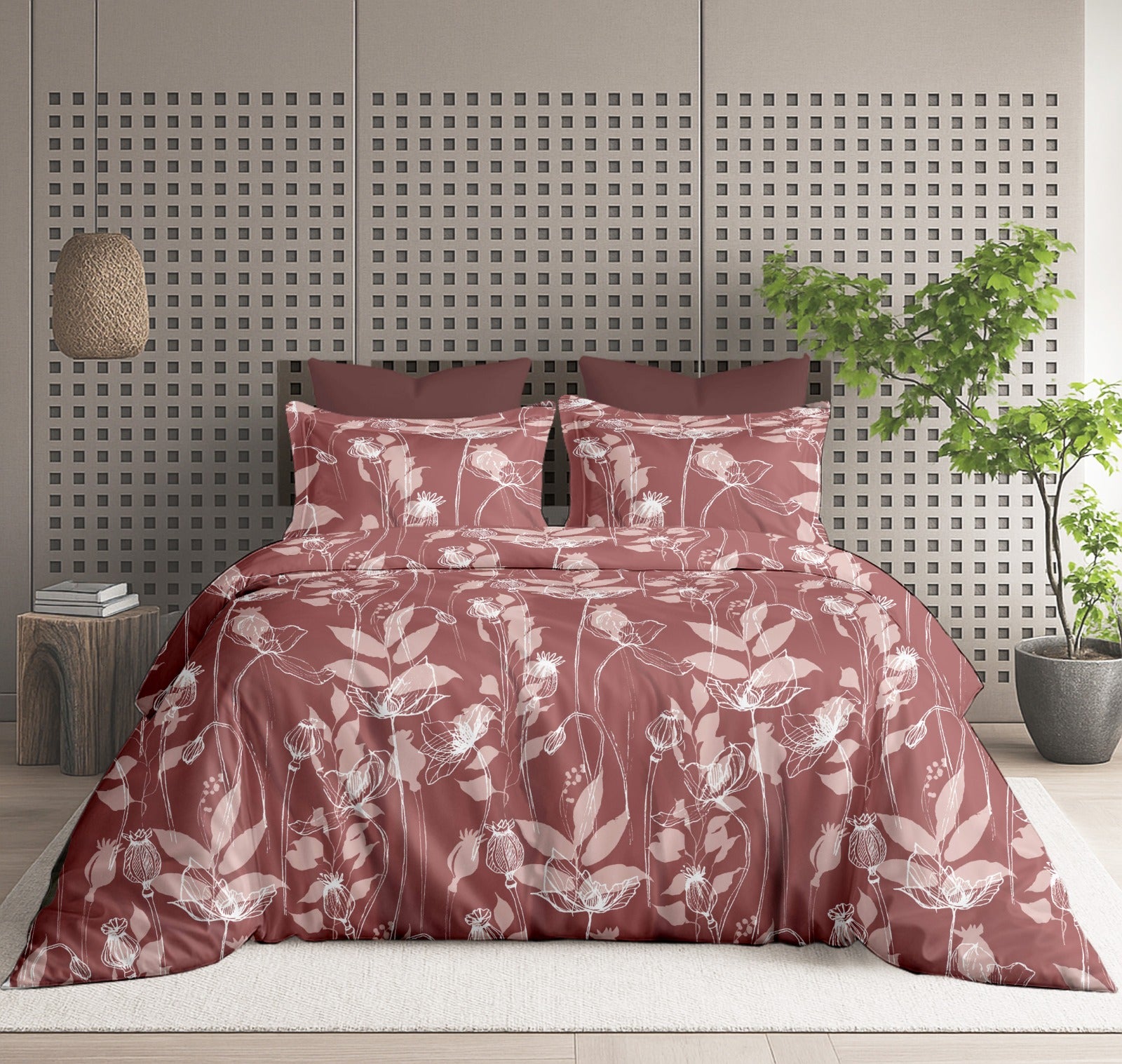 Floral Bliss King Size Pure Cotton Printed Bedsheet Set