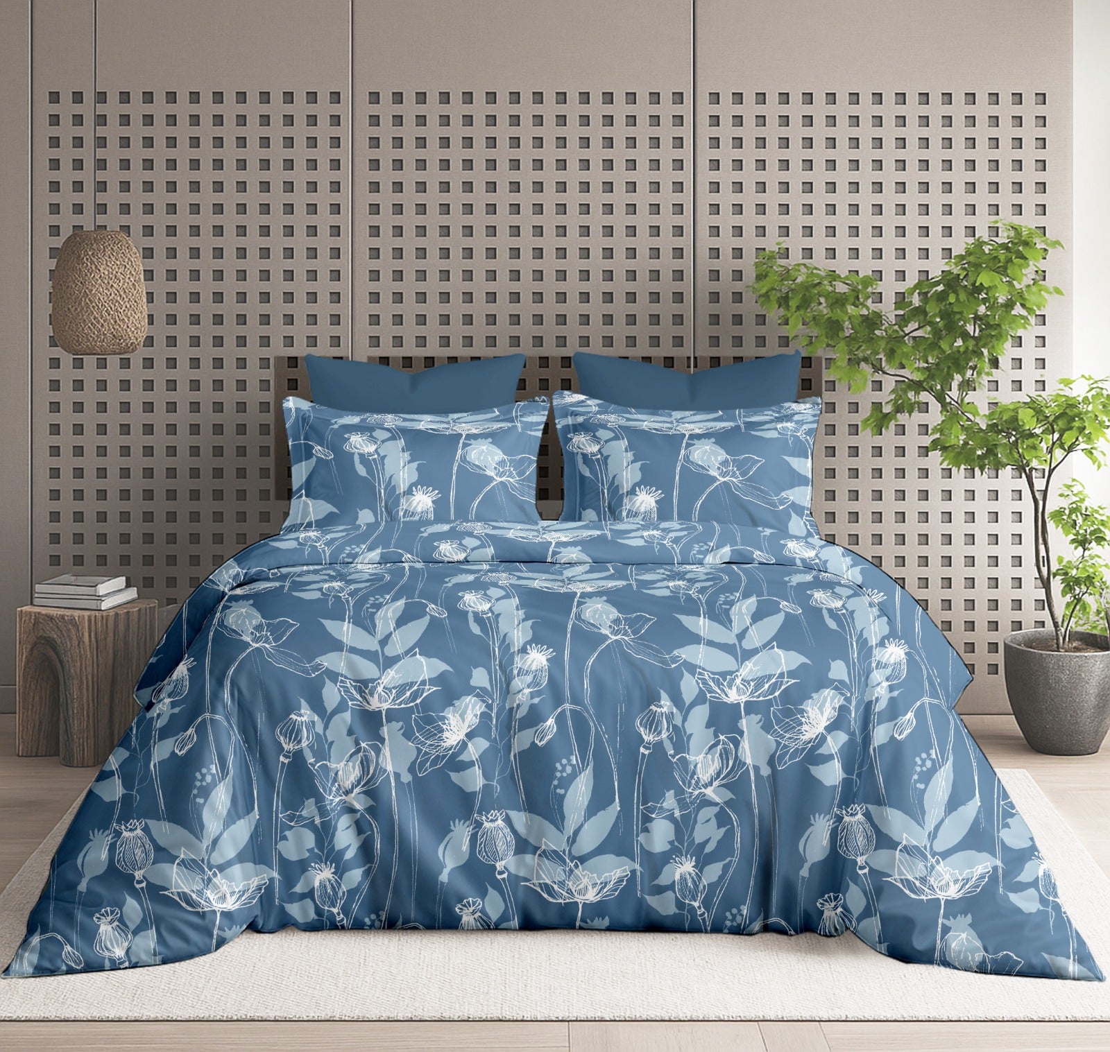 Floral Bliss King Size Pure Cotton Printed Bedsheet Set