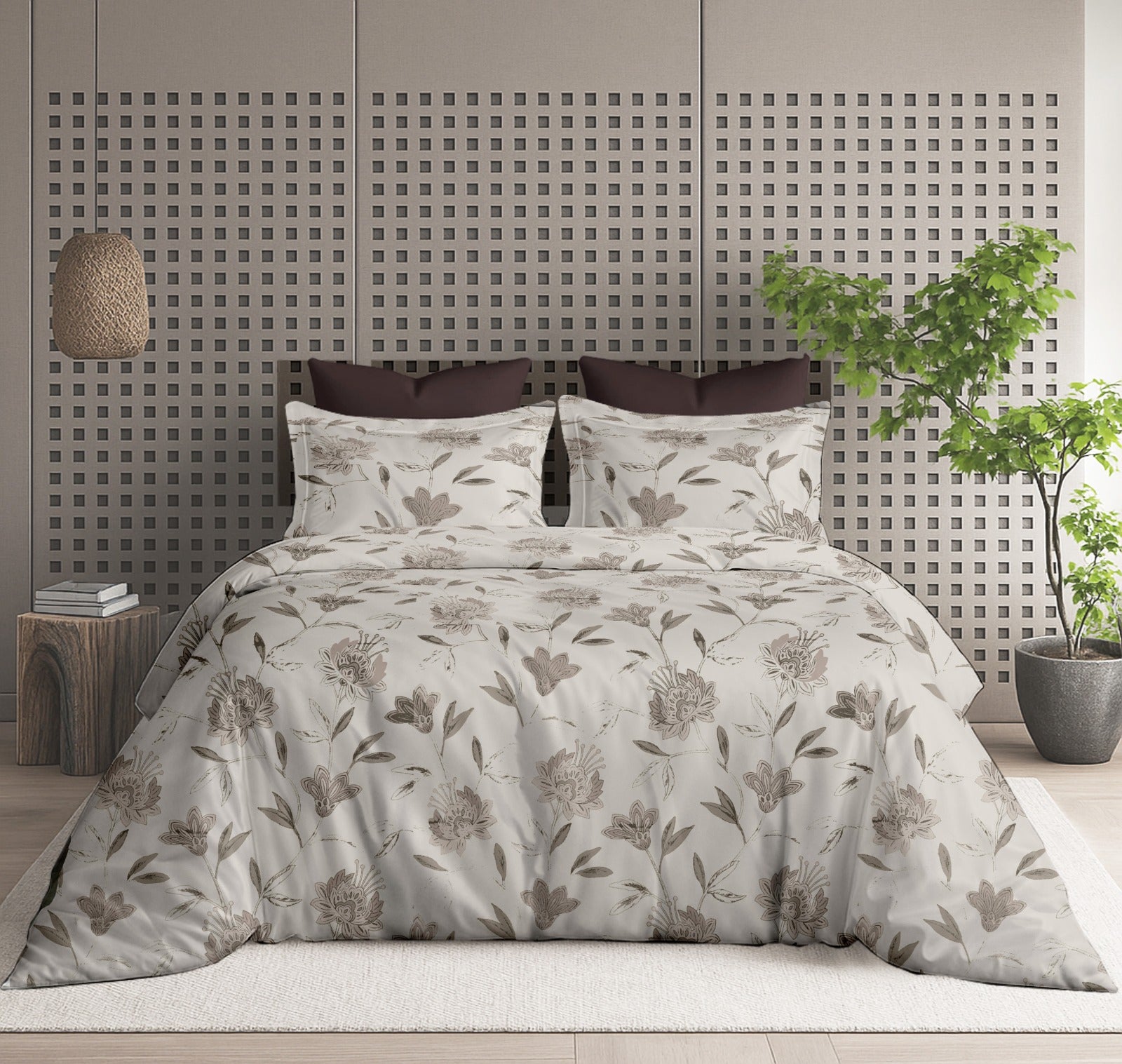 Floral Bliss King Size Pure Cotton Printed Bedsheet Set