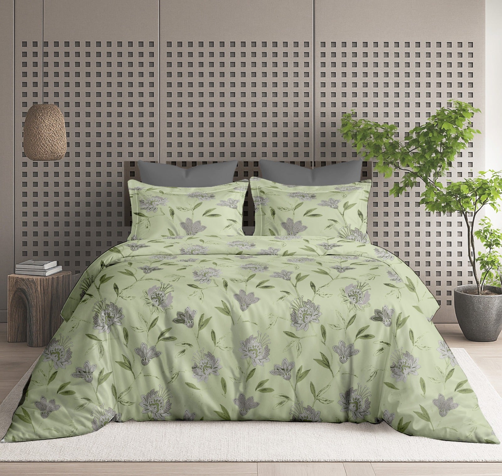 Floral Bliss King Size Pure Cotton Printed Bedsheet Set