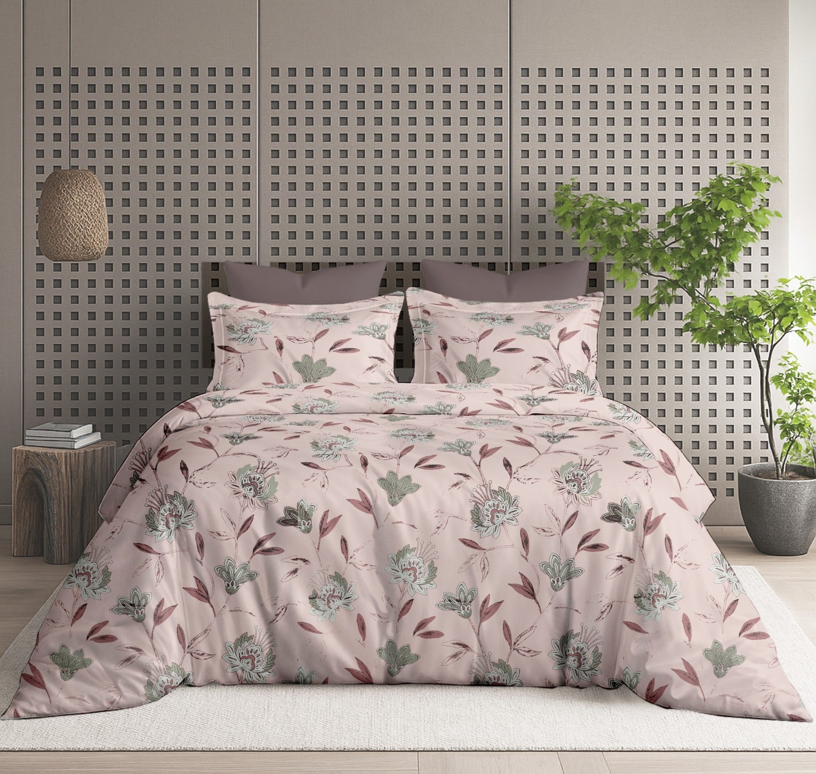 Floral Bliss King Size Pure Cotton Printed Bedsheet Set