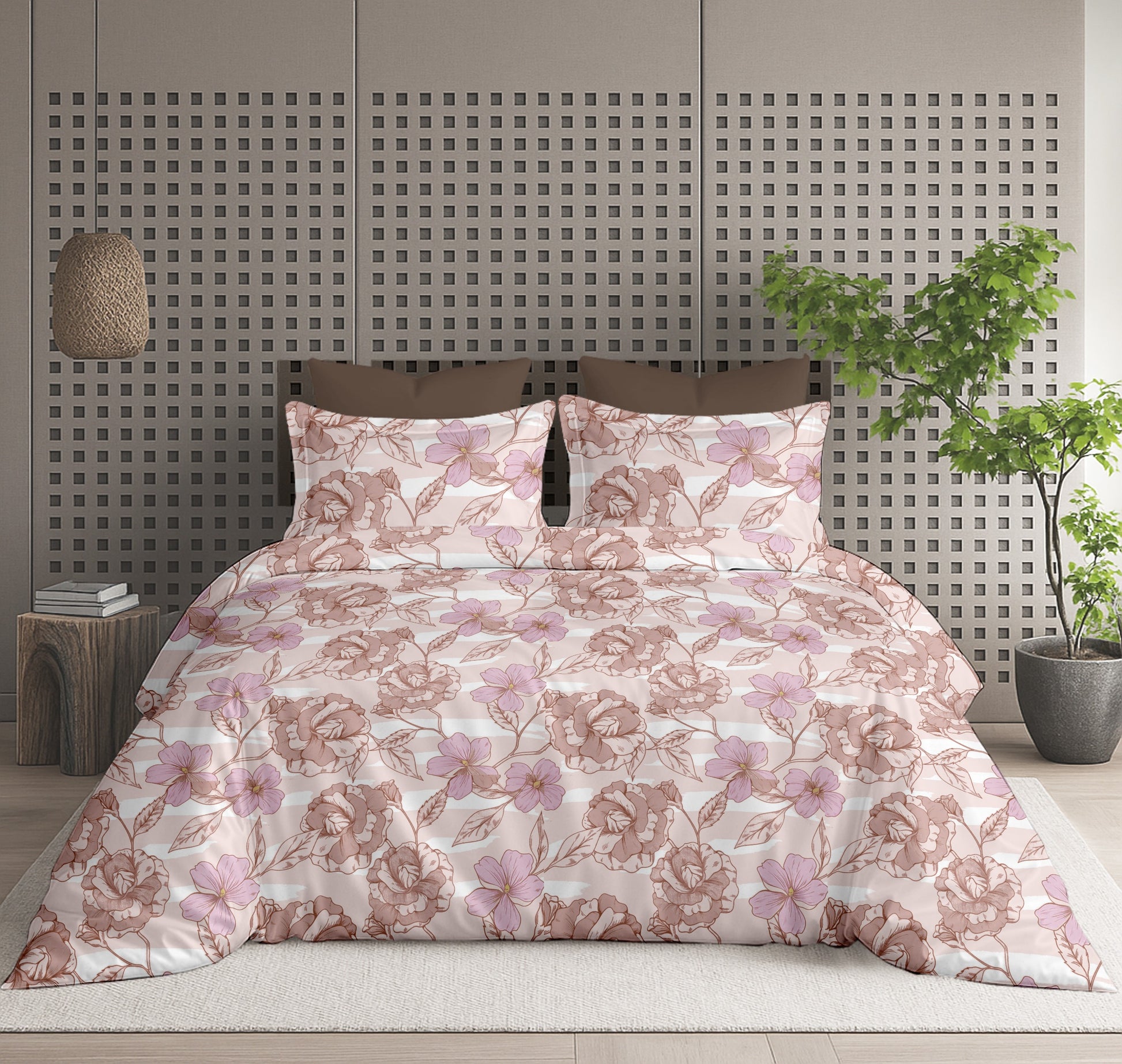 Floral Bliss King Size Pure Cotton Printed Bedsheet Set