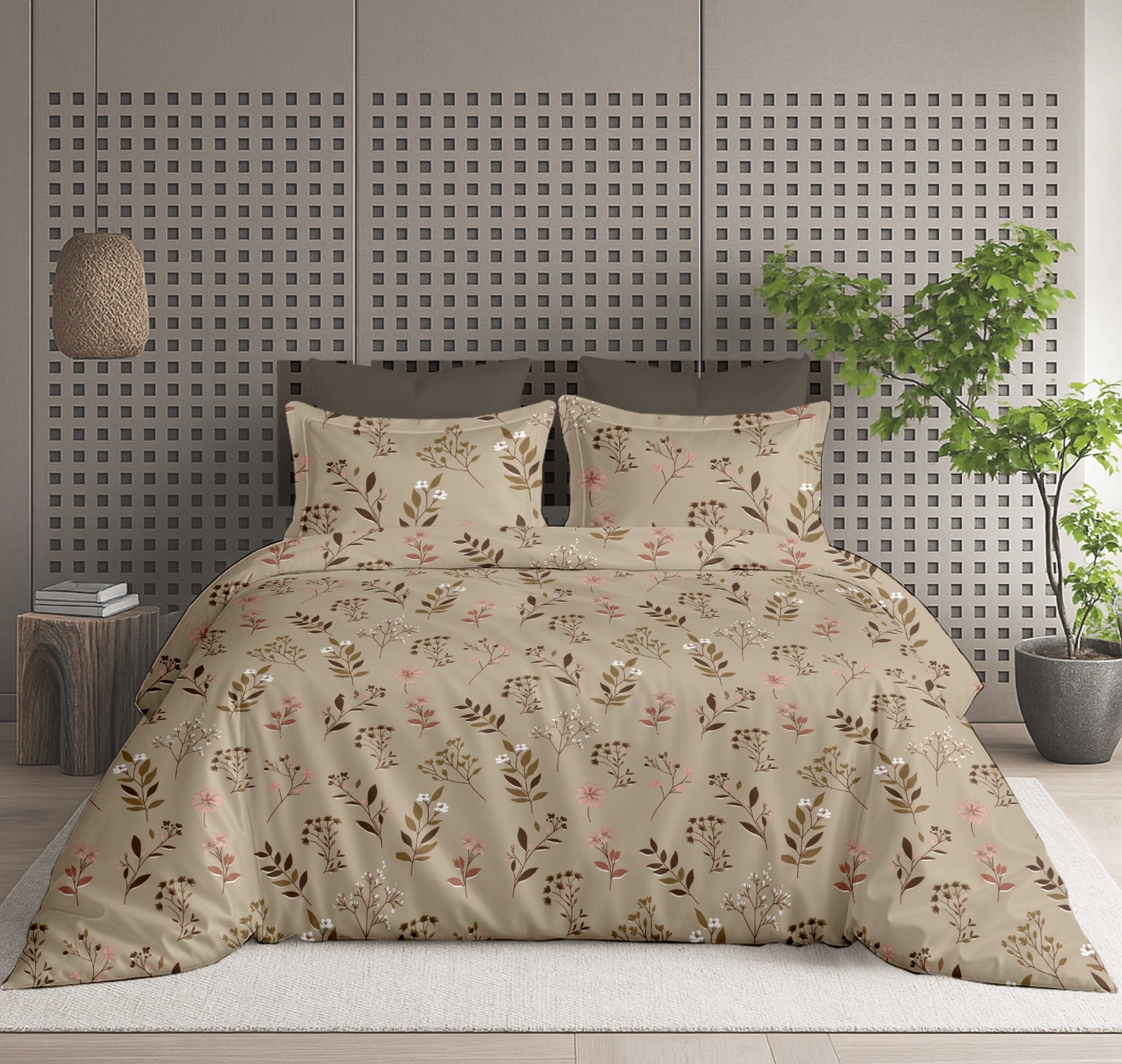 Floral Bliss King Size Pure Cotton Printed Bedsheet Set