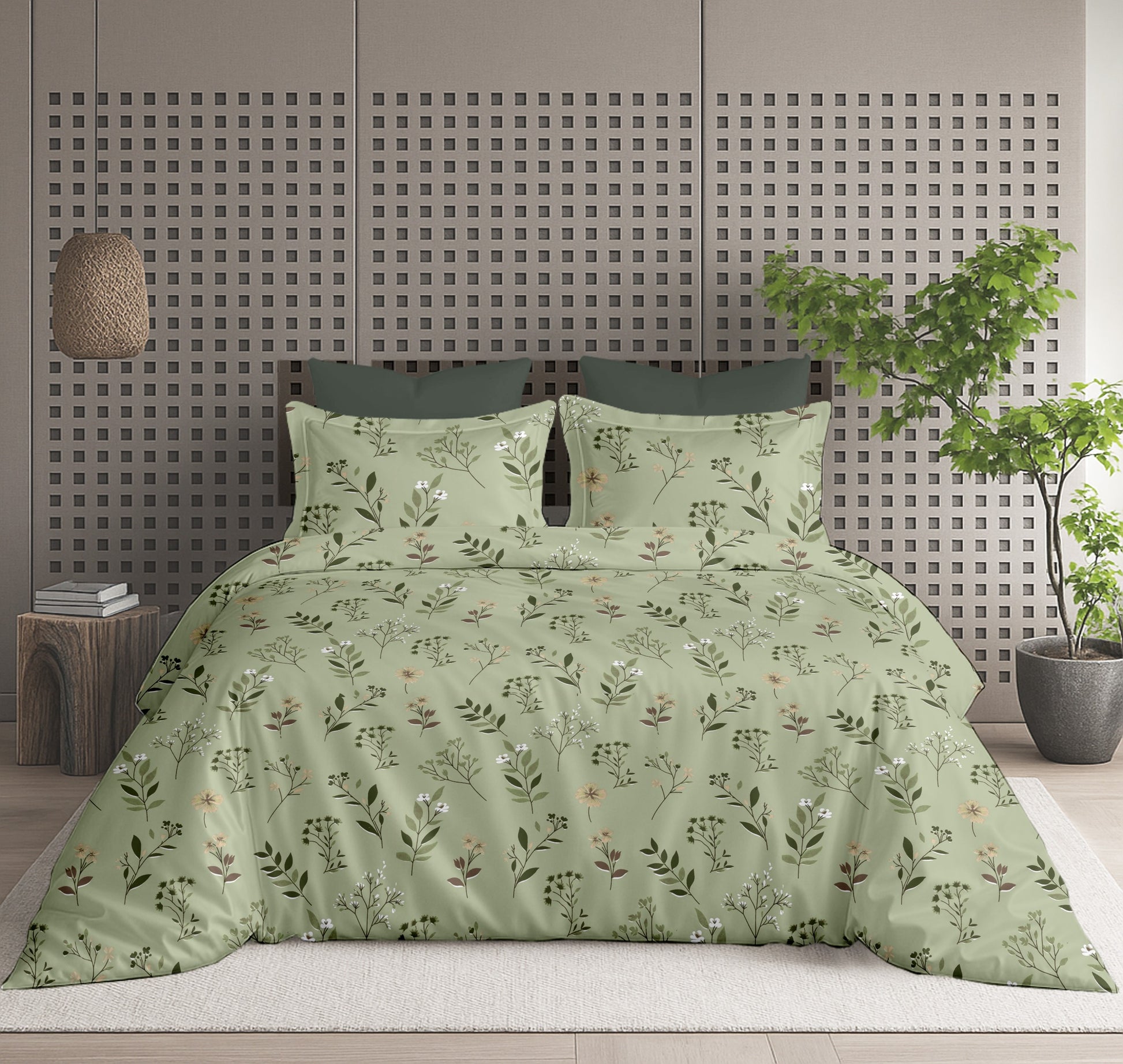 Floral Bliss King Size Pure Cotton Printed Bedsheet Set
